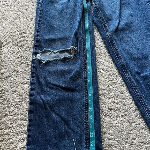 BDG Tapered Baggy Dark Wash Distressed Jeans Size 24 - Picture 10 of 12